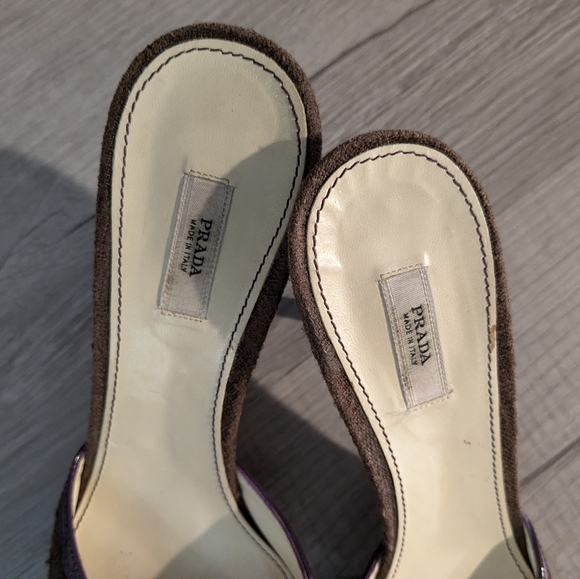 Vintage Prada Mules Tweed and Patent Leather - Picture 4 of 7